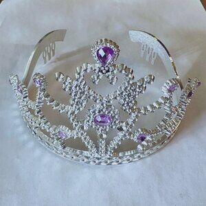Silver Tone Tiara Lavender Gems Purple Pink Crown Bridal Prom Homecoming Party